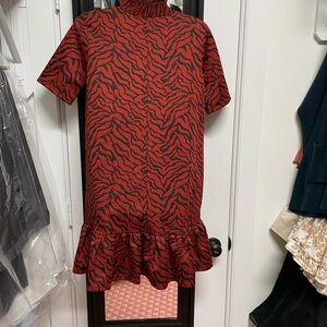 Zara Red and Black Textured Dress